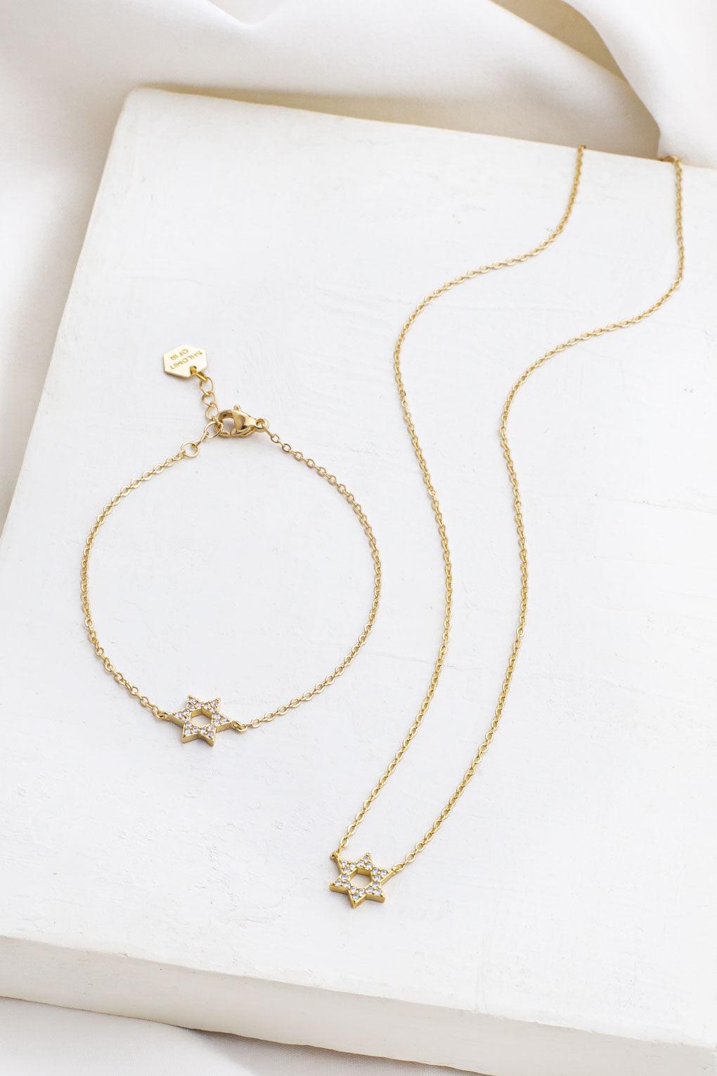 שרשרת מגן דוד משובצת