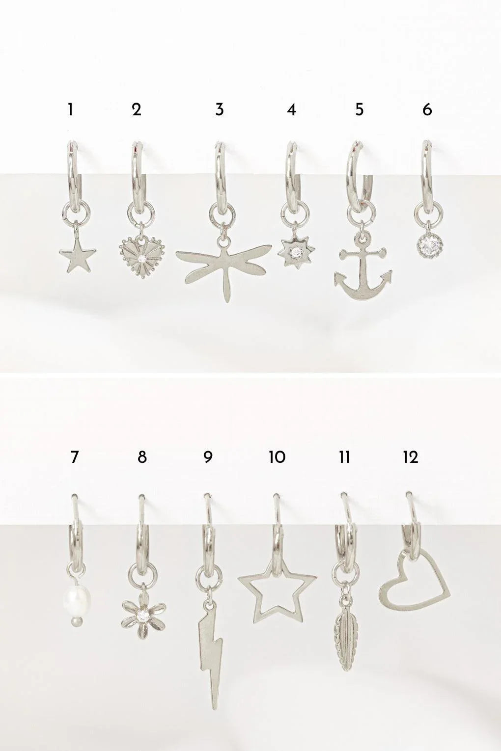 סט עגילי חישוק לילדות עם תליונים מתחלפים