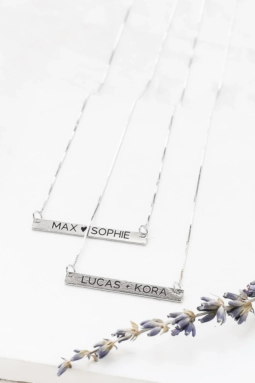 Custom Engraved 14K Gold Bar Necklace
