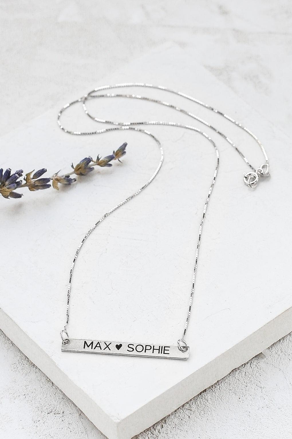 Custom Engraved 14K Gold Bar Necklace