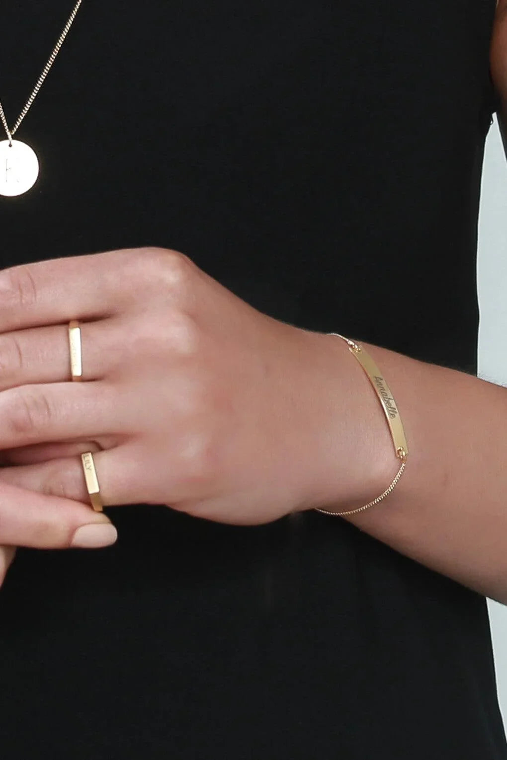 Custom Engraved 14K Gold Bar Bracelet