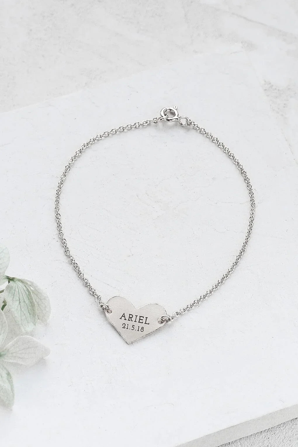 Custom Engraved 14K Gold Heart Bracelet