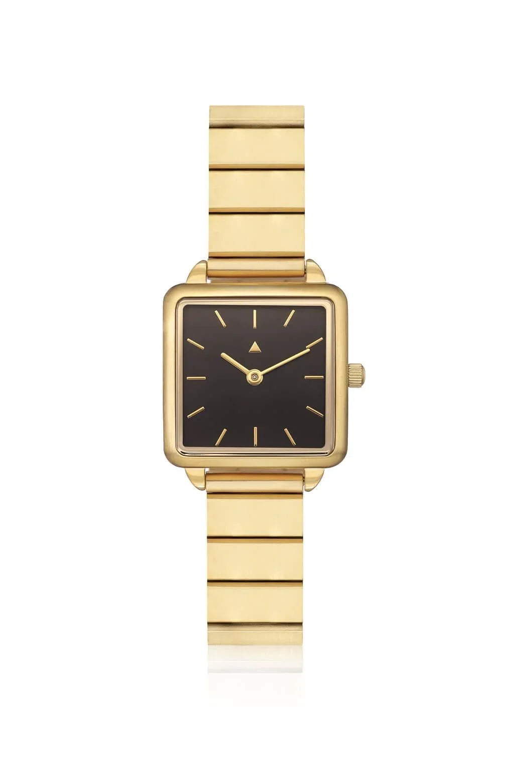 Rectangle watch with a golden strap