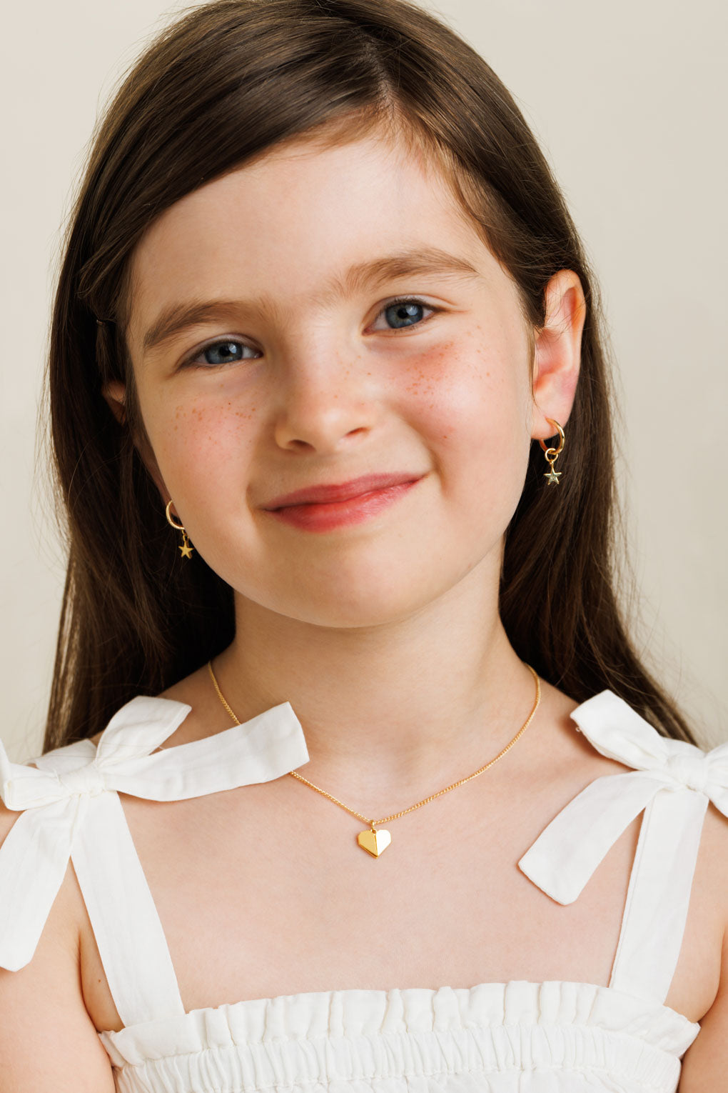 סט עגילי זהב 14K לילדות עם תליונים מתחלפים