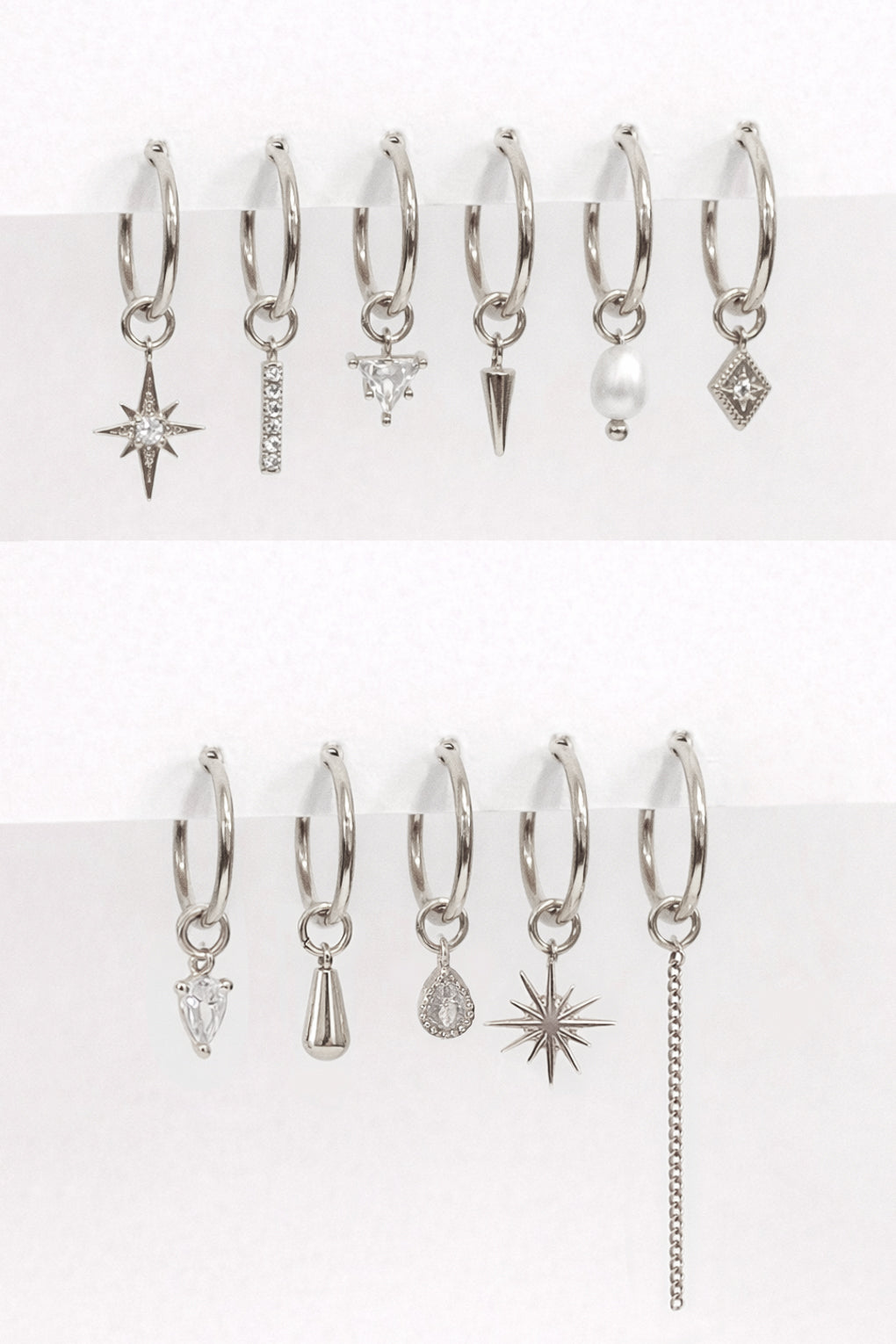 עגילי חישוק בזהב 14K עם תליונים מתחלפים