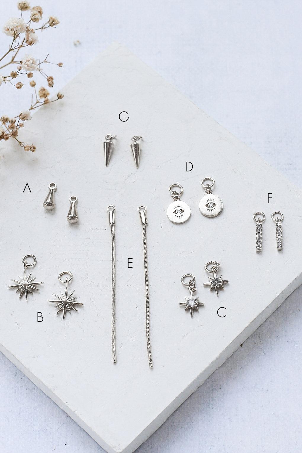 תליונים מתחלפים לעגילי חישוק זהב 14k