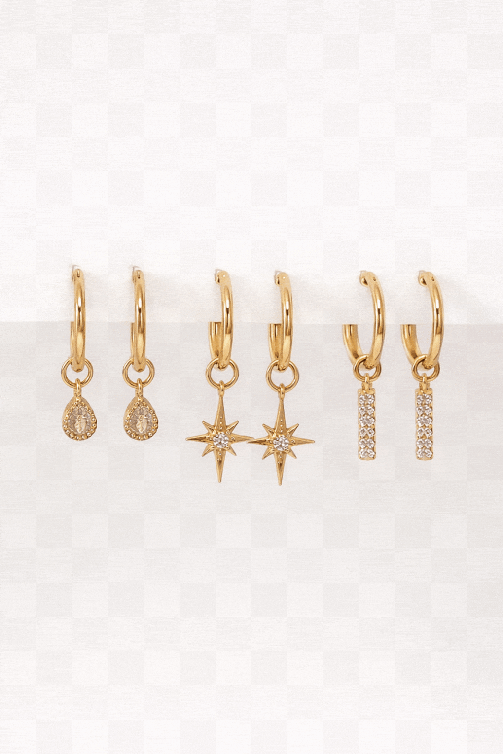 עגילי חישוק עם תליונים מתחלפים