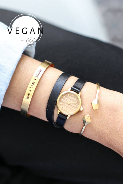 22 MM WATCH IN GOLD AND BLACK – VEGAN