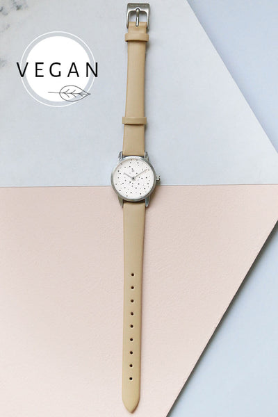 25 mm silver watch with dots - VEGAN