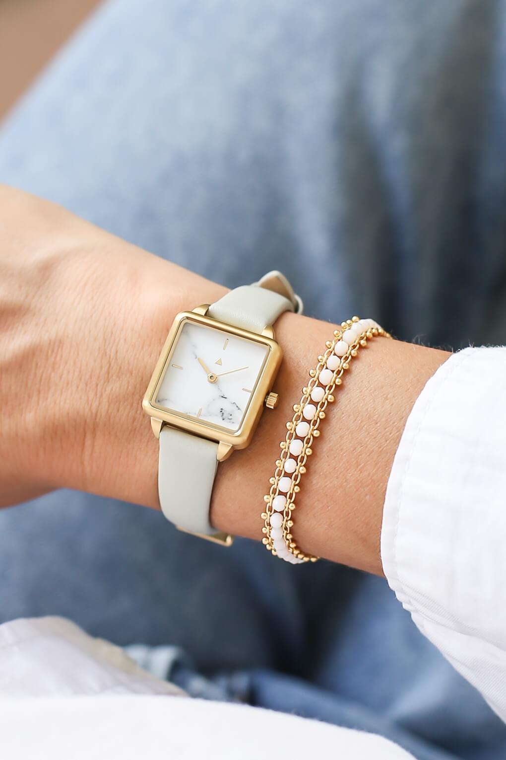 Rectangle watch in marble