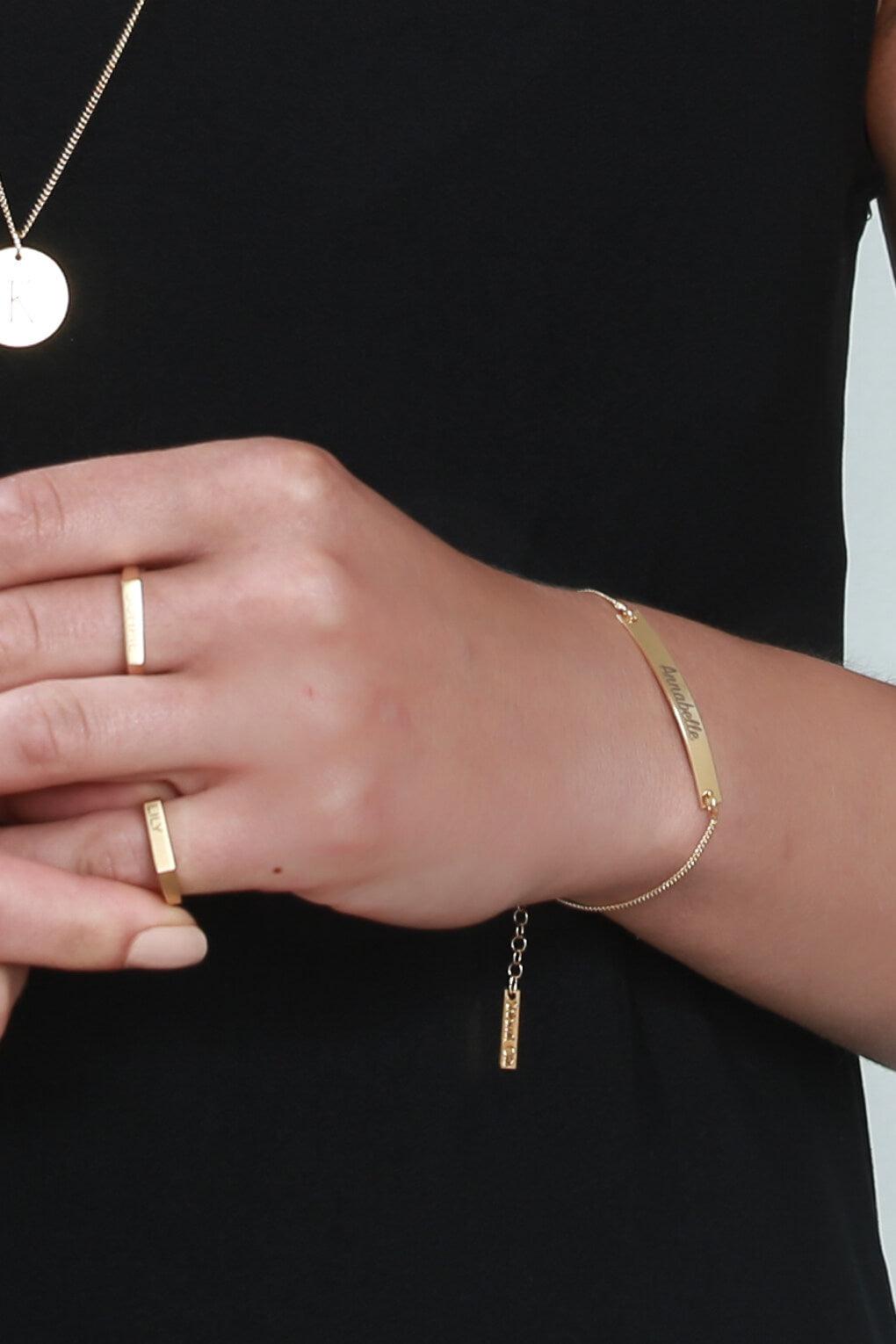 צמיד בר מלבני בחריטה אישית