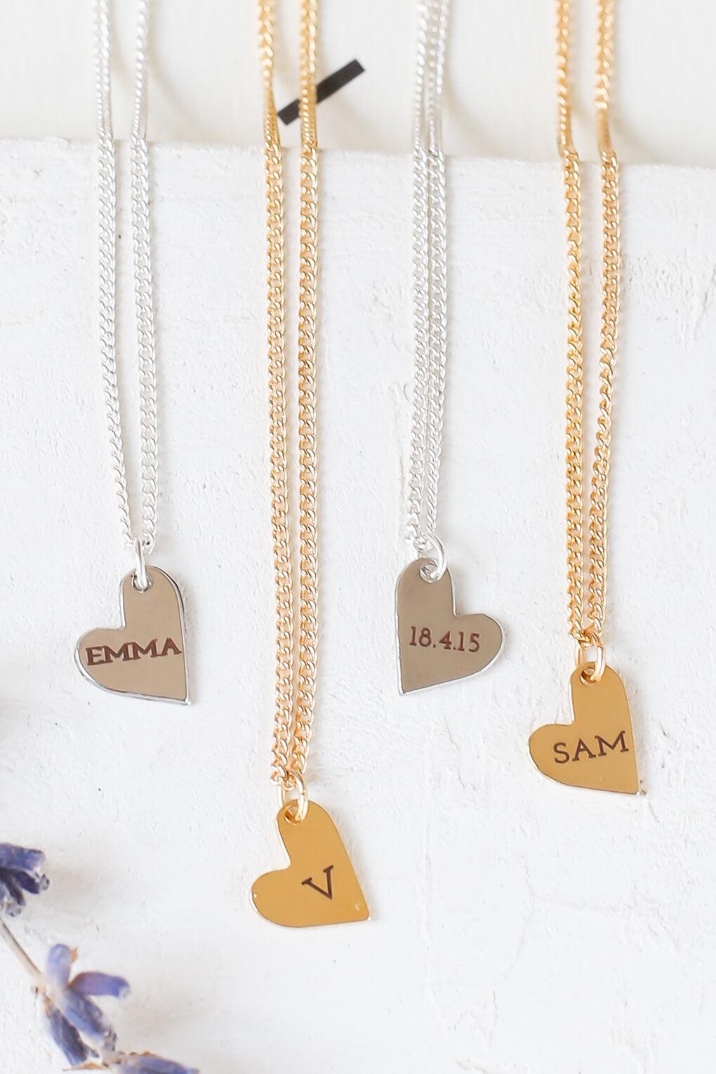 שרשרת לב בחריטה אישית