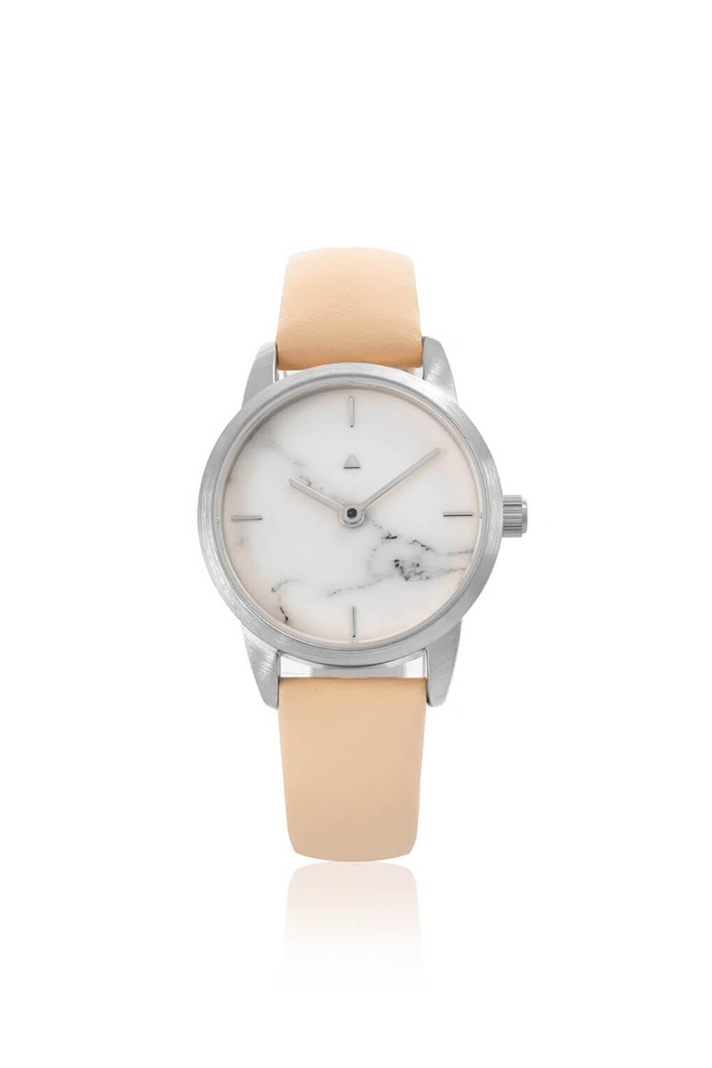25 mm silver watch in marble