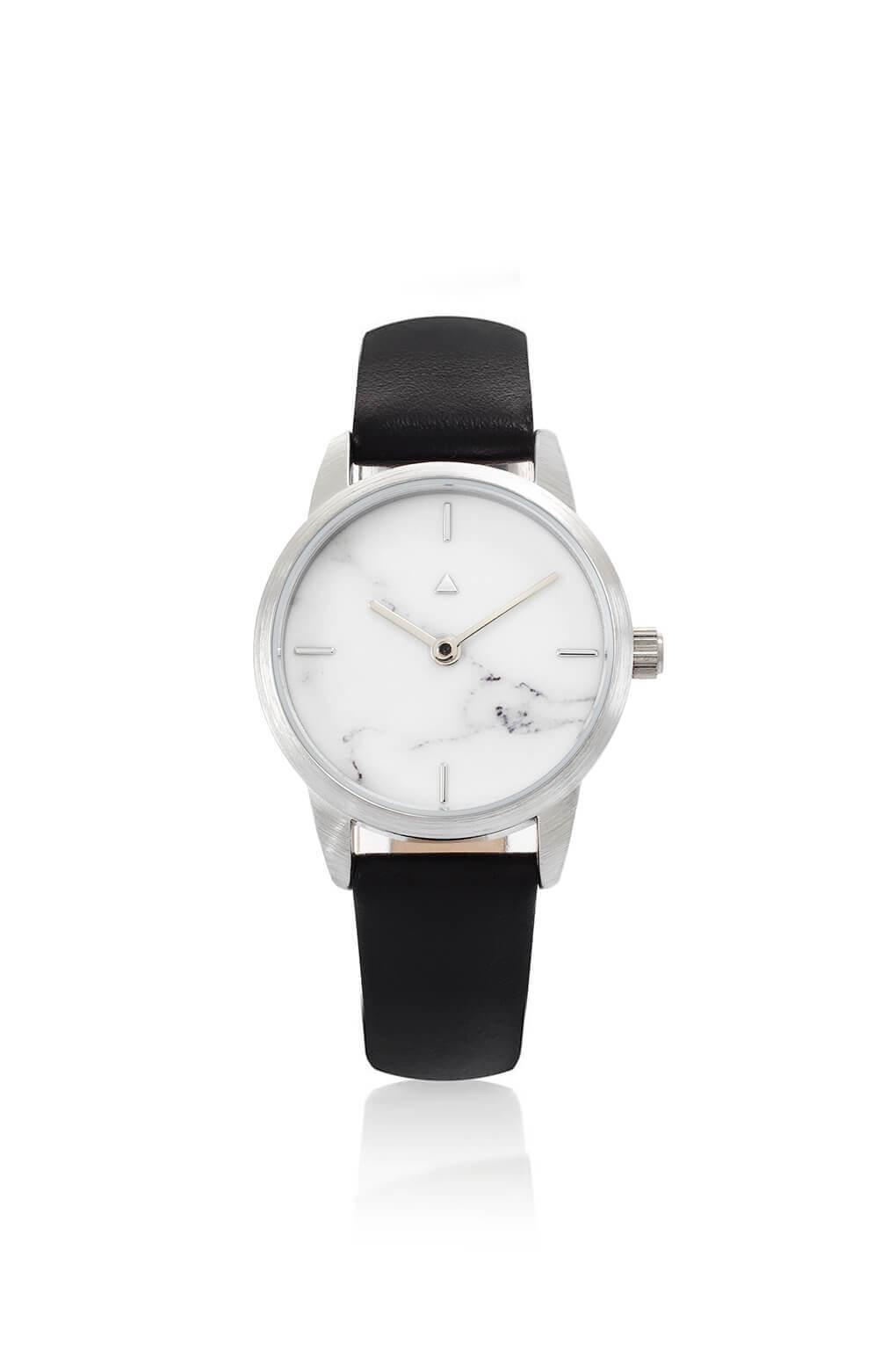 25 mm silver watch in marble