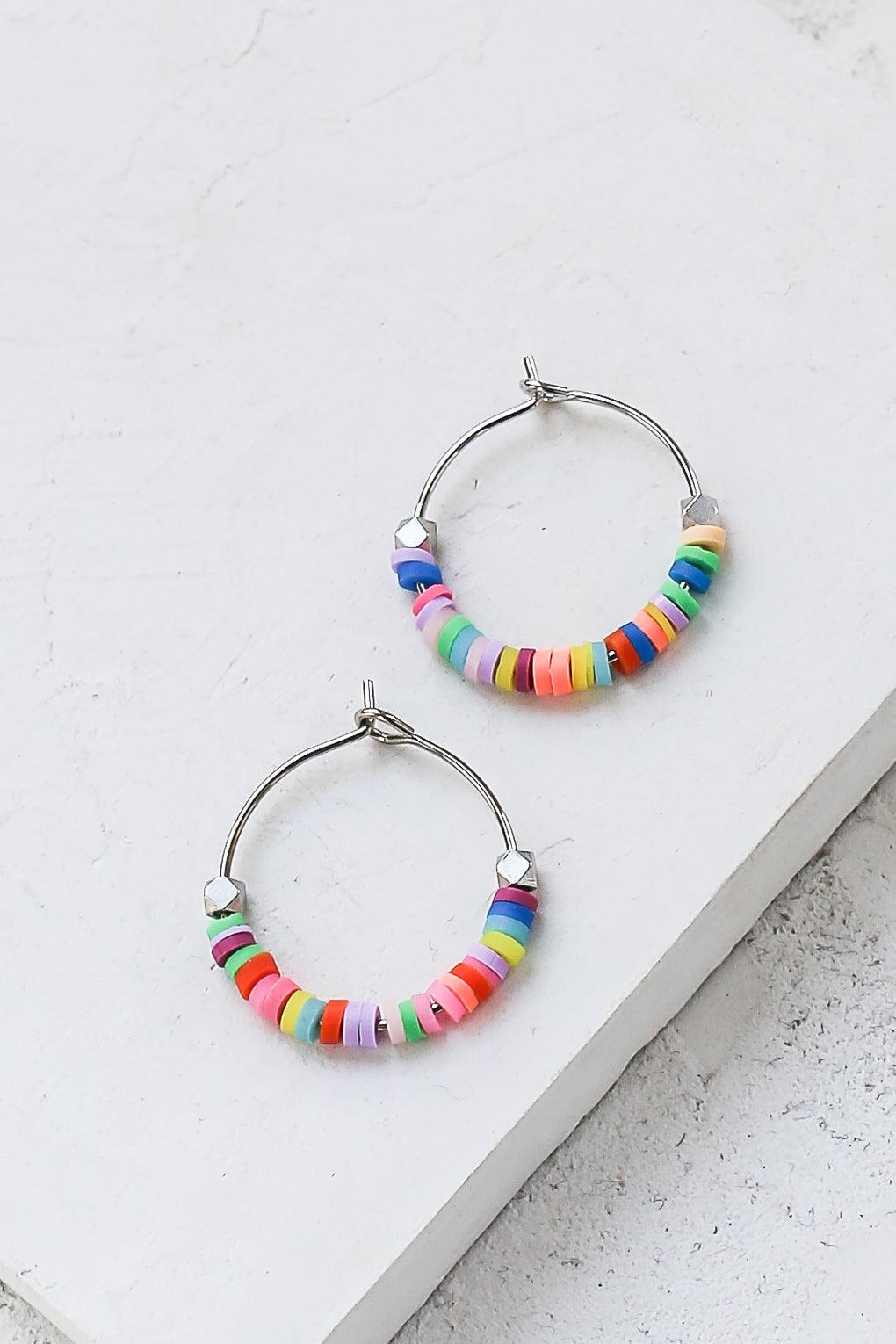 עגילי חישוק ריינבו גדולים