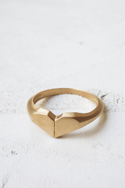 טבעת זהב לב אוריגמי 14k-18k